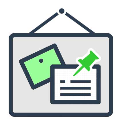 Company-wide bulletin board Bulletin board icon